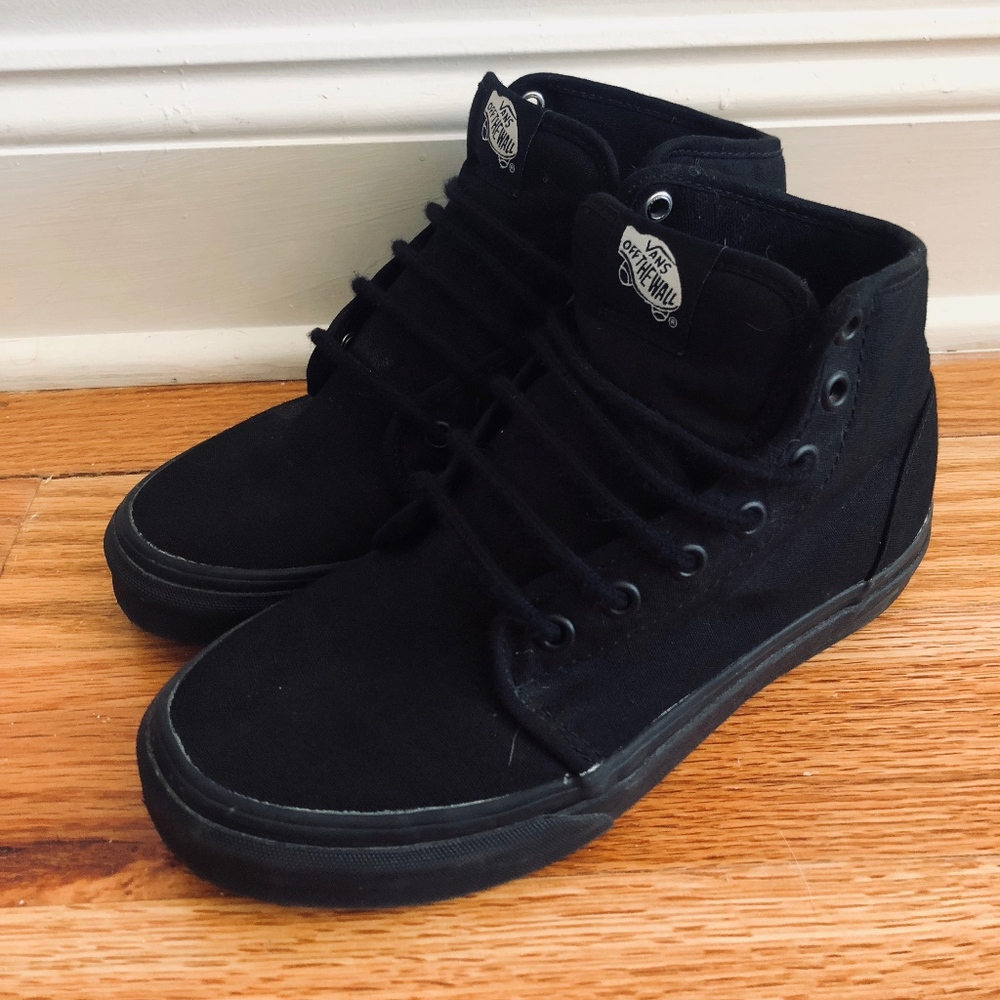 Vans Sk8 Hi Classic All Black Canvas Skate Shoes